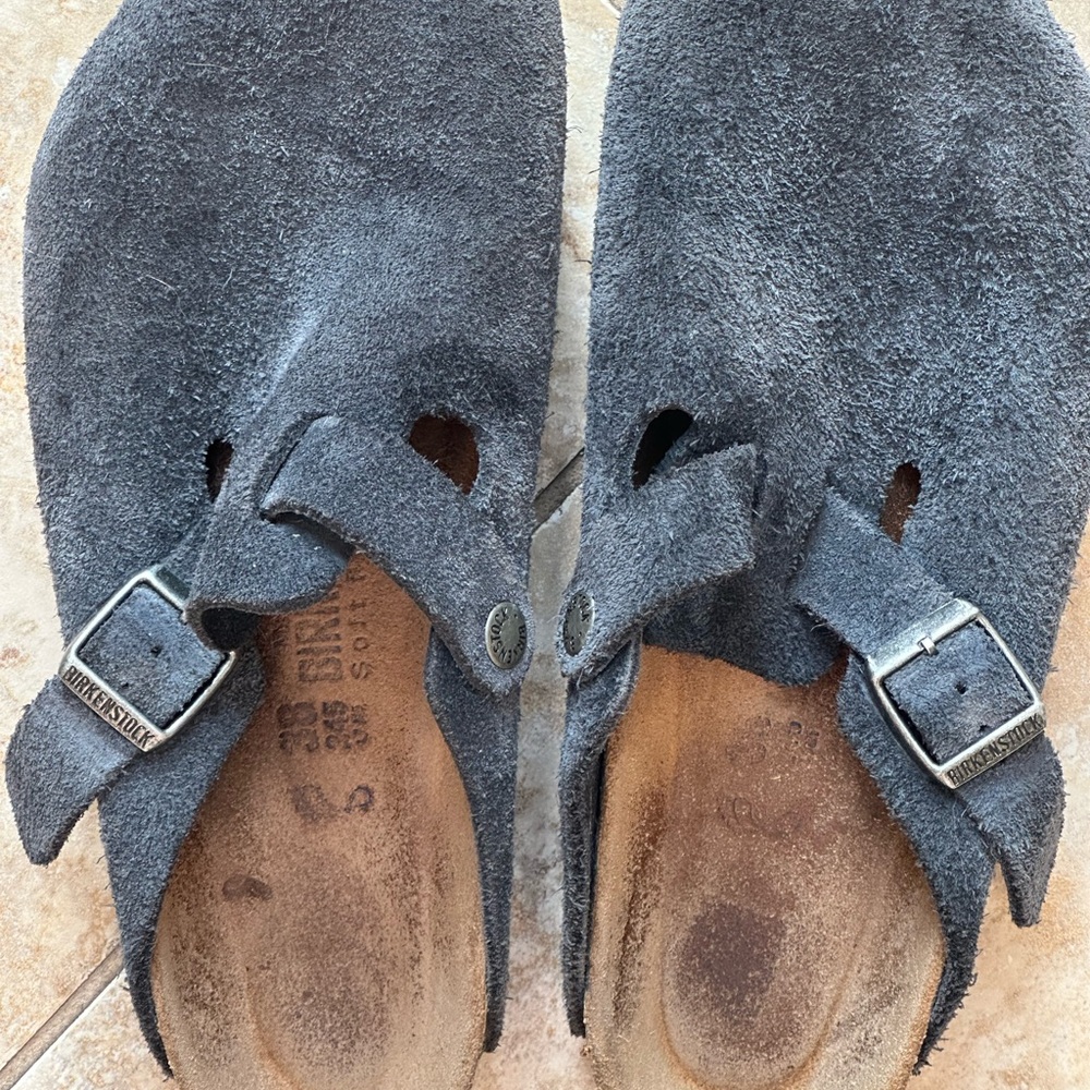 $155 Birkenstock Women's Navy Suede Mules 38